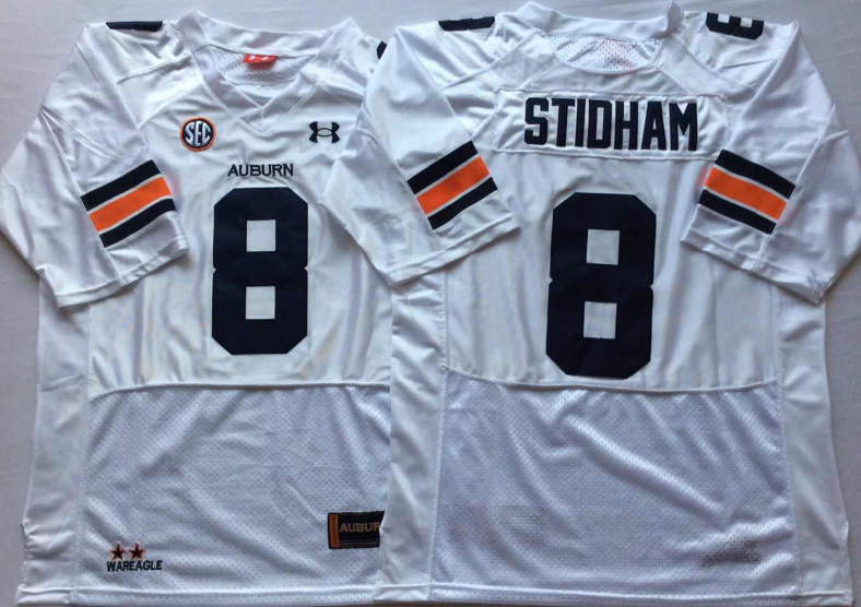 NCAA Men Auburn Tigers White 8 STIDHAM